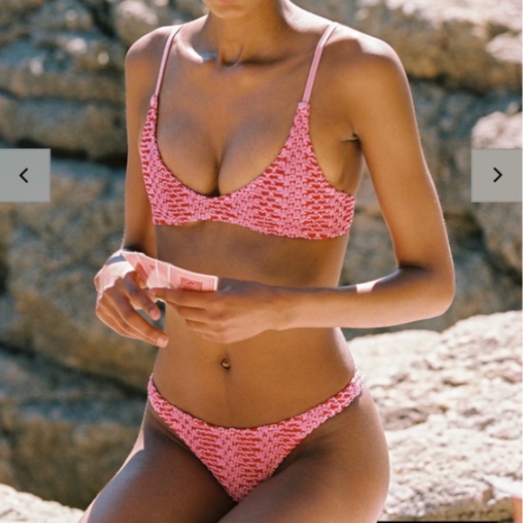 MAIA - ALINA PINK CROCHET SCOOP BIKINI SET - Picture 1 of 3